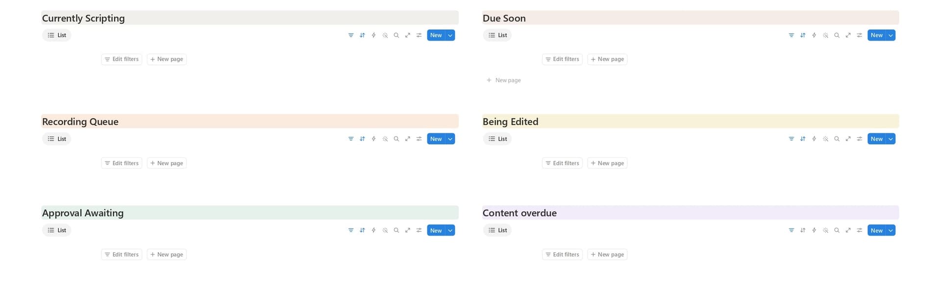 Northstar Media recording queue showing content currently being recorded